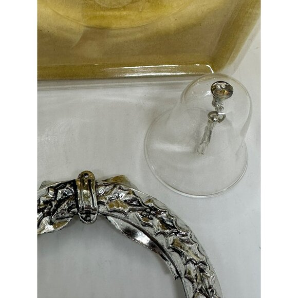 VTG 80s Hallmark Holiday Heirloom Crystal Bell Silver Wreath Christmas Ornament - Picture 8 of 10